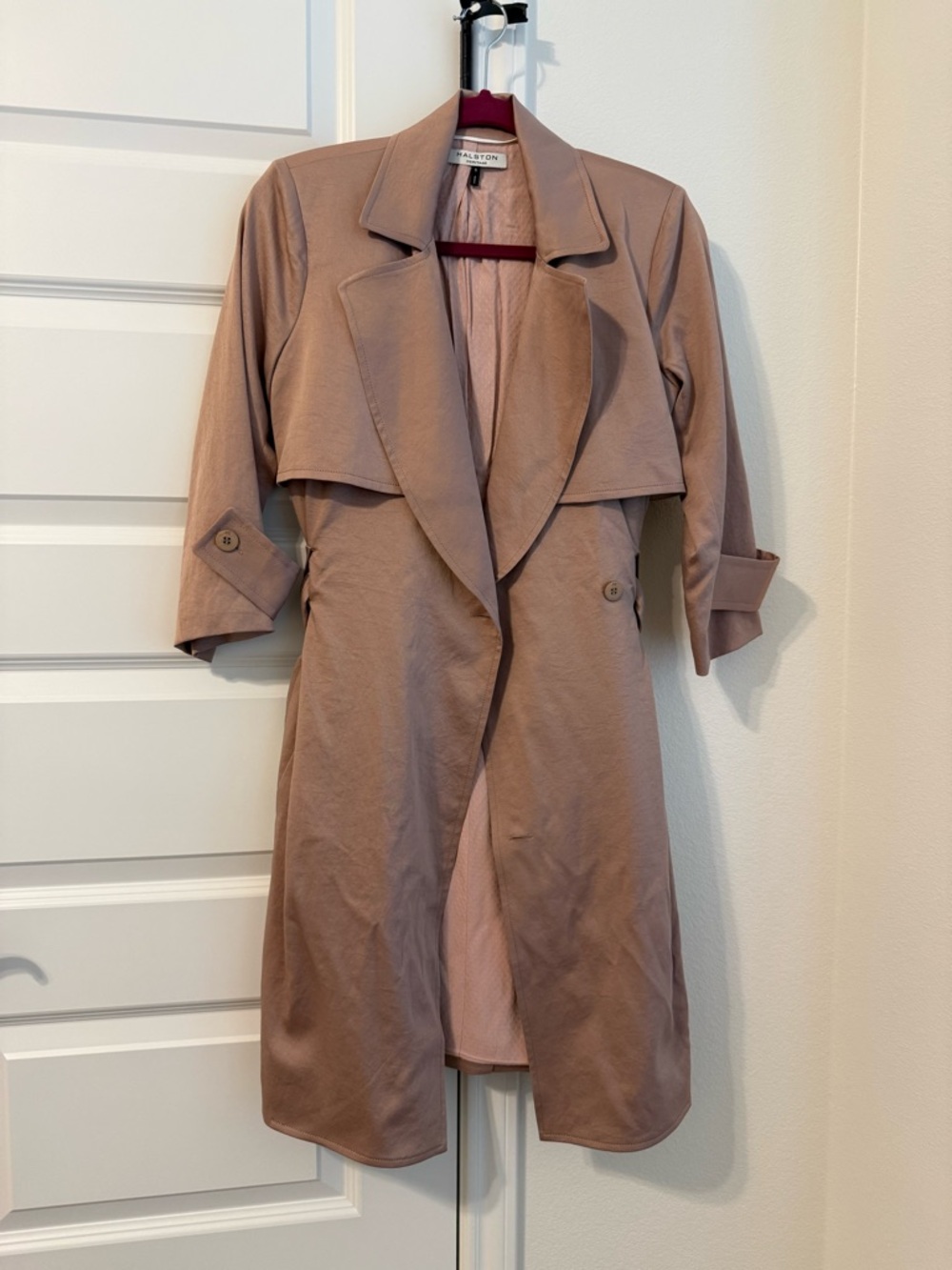 Halston Heritage Dusty Rose Trench-Style Coat